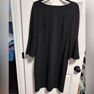 Calvin Klein Black Sheath Bell Sleeve Dress